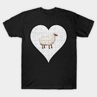 Jigsaw  Sheep Heart Design - Farm Animals Sheep T-Shirt